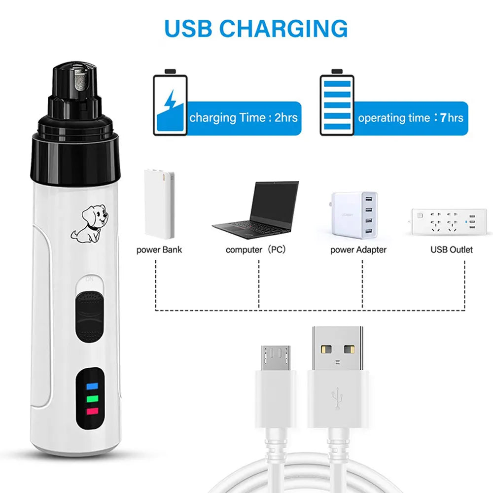 New Rechargeable Electric Nail Trimmer Grinder for Dogs & Cats