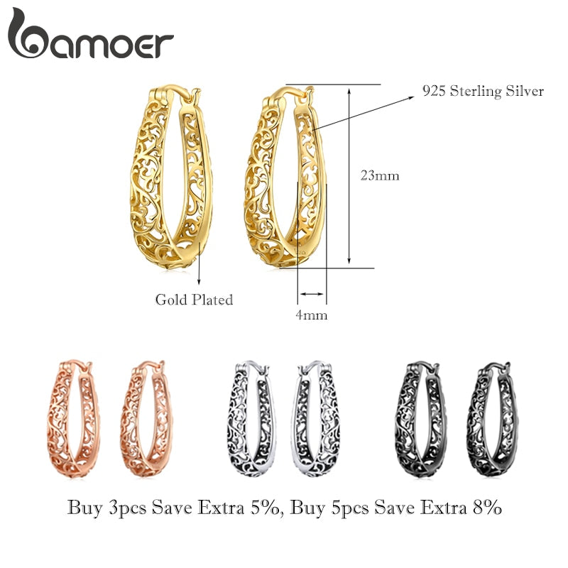 18K Gold Plated Hoop Earrings 925 Sterling Silver