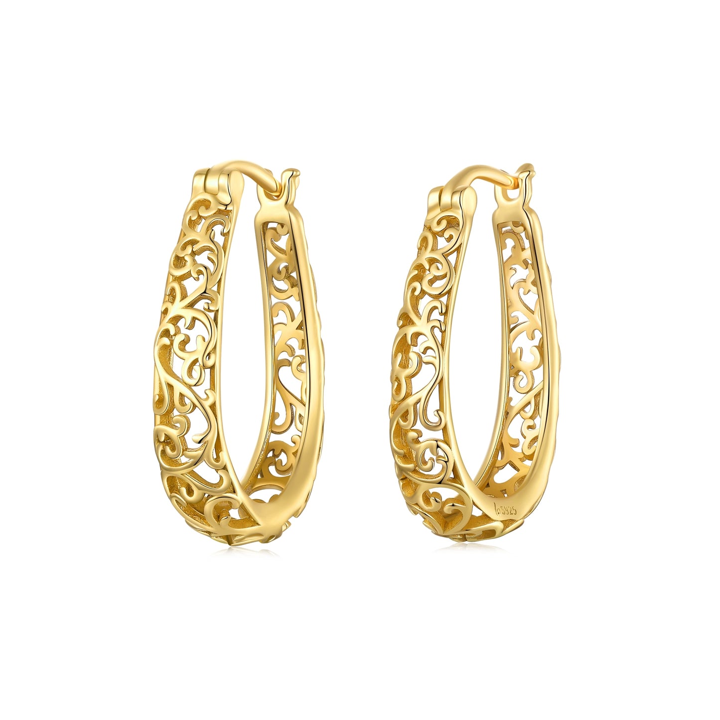 18K Gold Plated Hoop Earrings 925 Sterling Silver