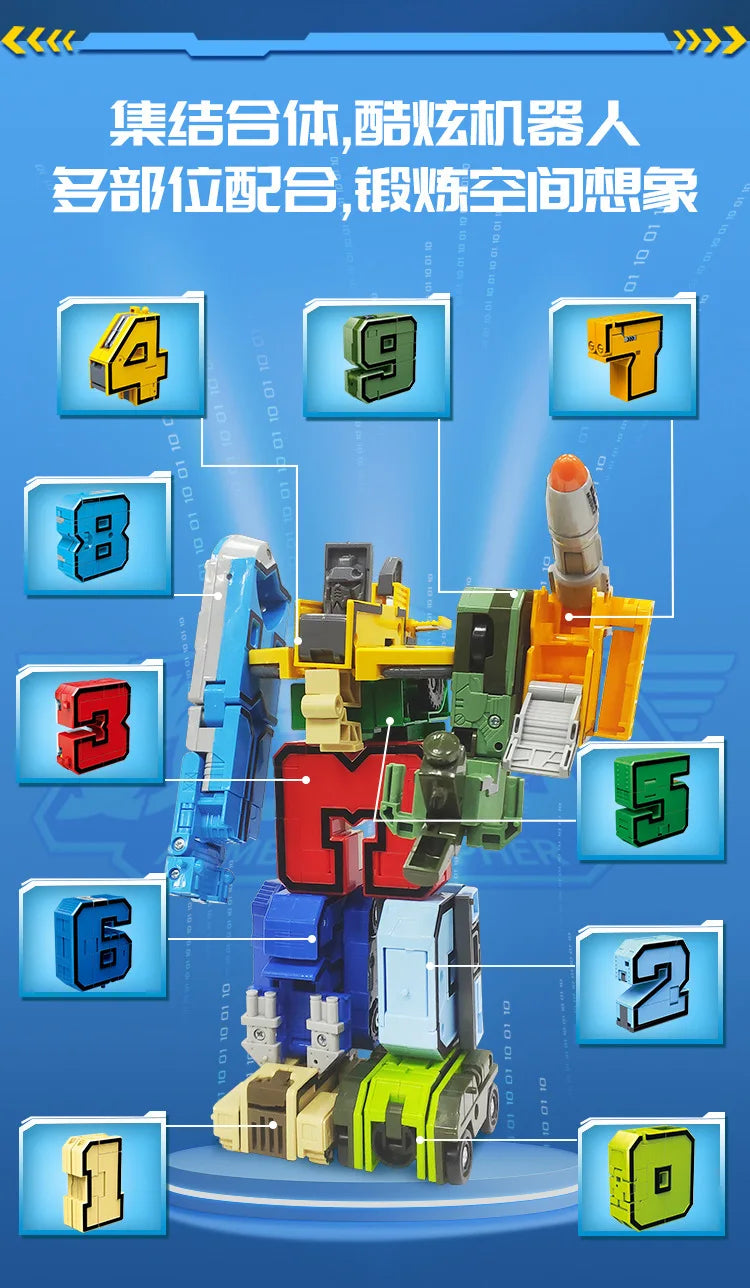 Action Robots Transformation Building Blocks with Numbers and Alphabet Blocks