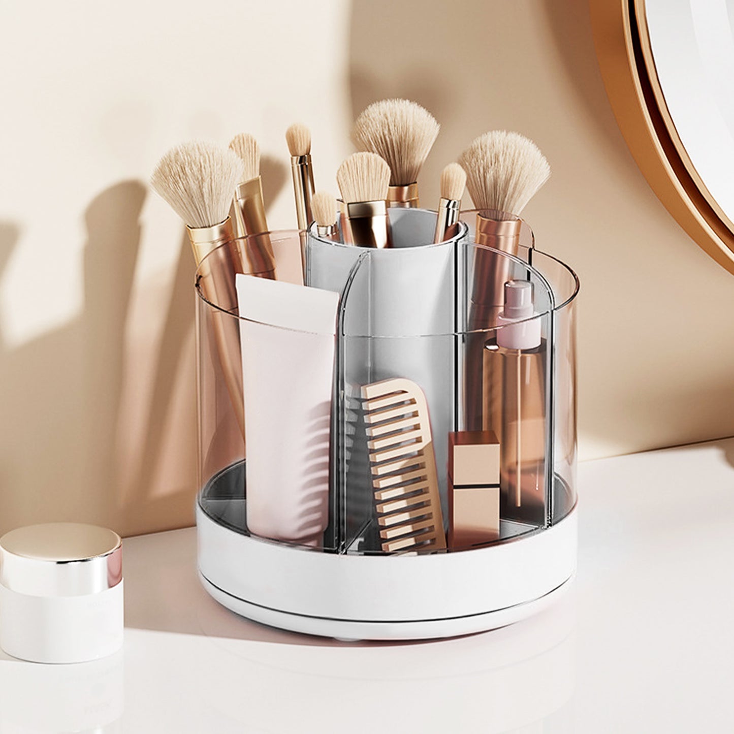 Rotating Cosmetic/Pencil Organizer with 6 Compartments 360° Turntable/Detachable