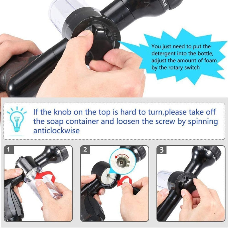 8 in Pressure Jet Foam Spray Hose Nozzle Gun @ Soap Dispenser