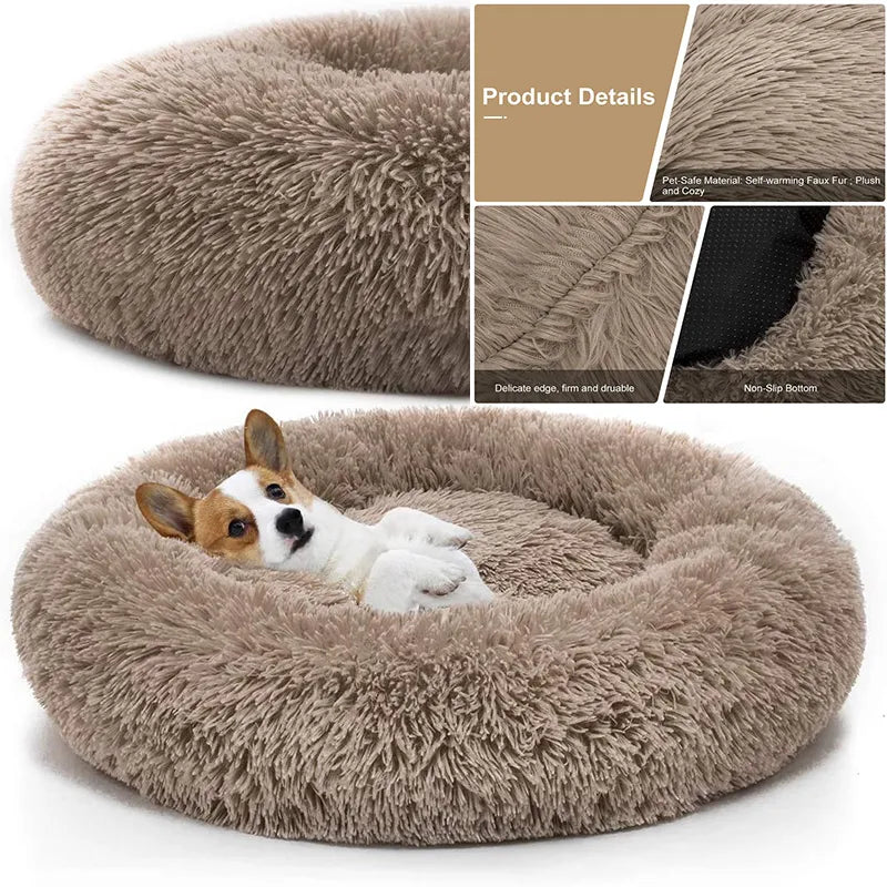 Ultra Soft Washable Comfortable Donut Cuddler Round Pet Bed for Cats or Dogs