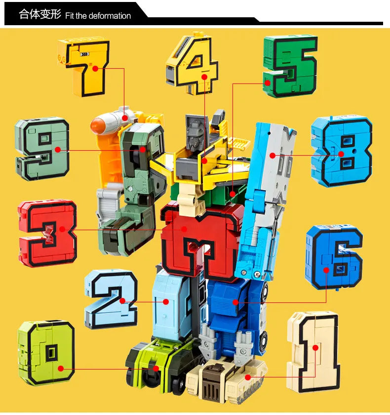 Action Robots Transformation Building Blocks with Numbers and Alphabet Blocks