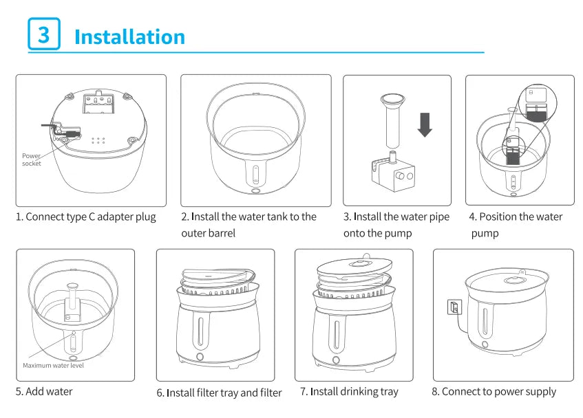 Cat or Dog Automatic Wireless Filtered Water Dispenser