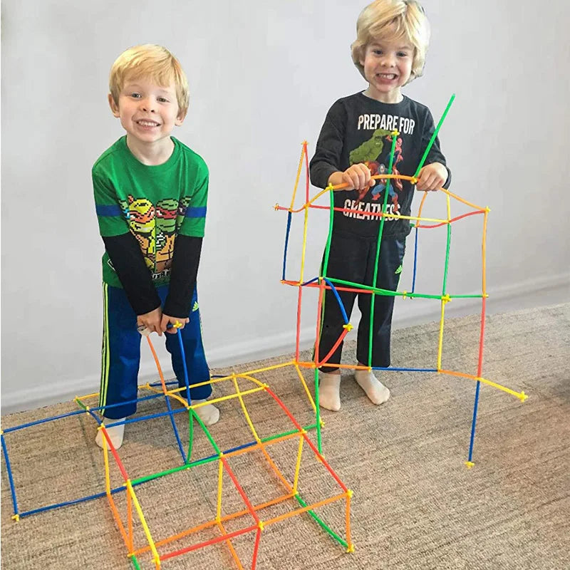 Colorful Building Toy Straw Constructor and Connectors Building Set