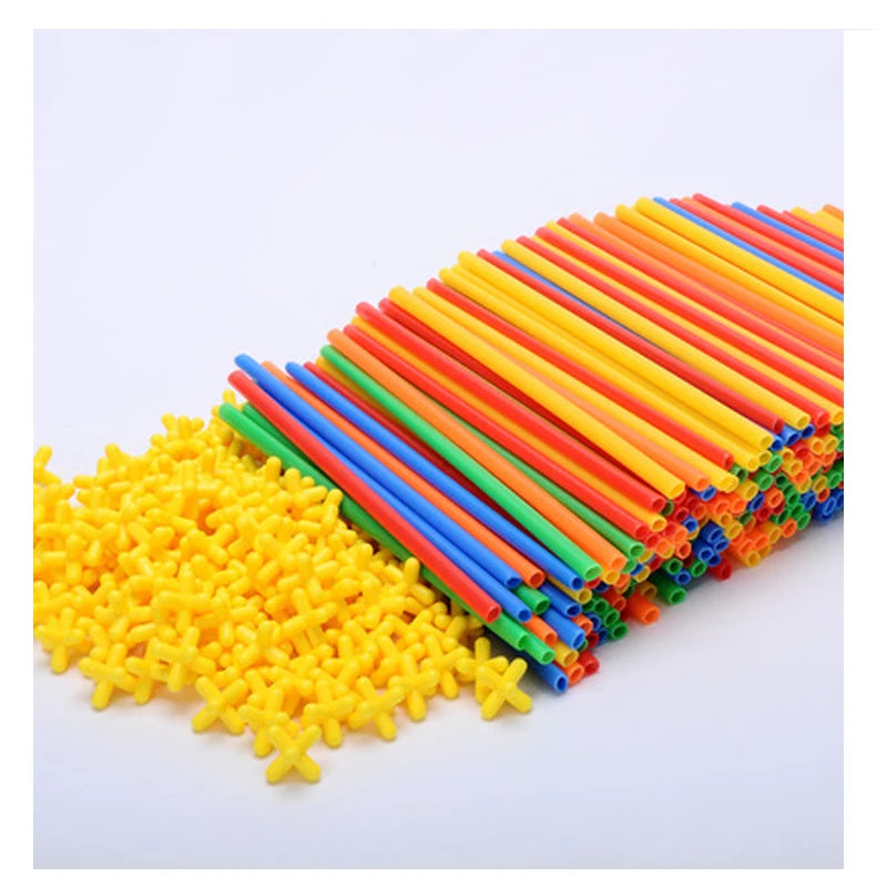 Colorful Building Toy Straw Constructor and Connectors Building Set