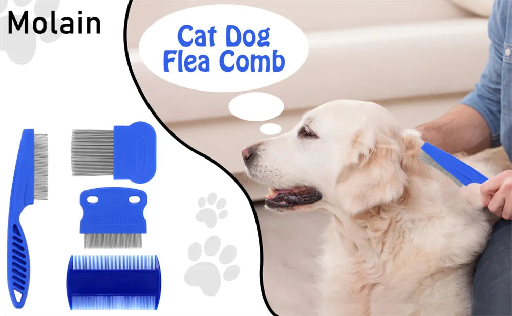 4Pcs Pet Flea Combs with High Strength Durable Teeth