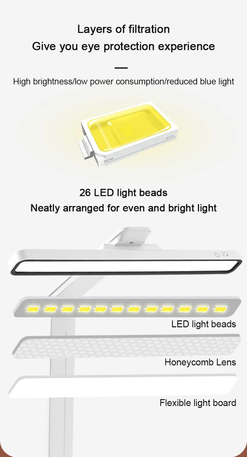 USB Rechargeable Hanging Magnetic Table Lamp for Desk or Bedroom