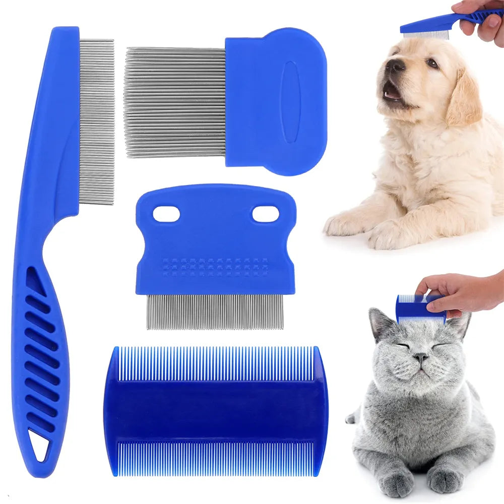 4Pcs Pet Flea Combs with High Strength Durable Teeth