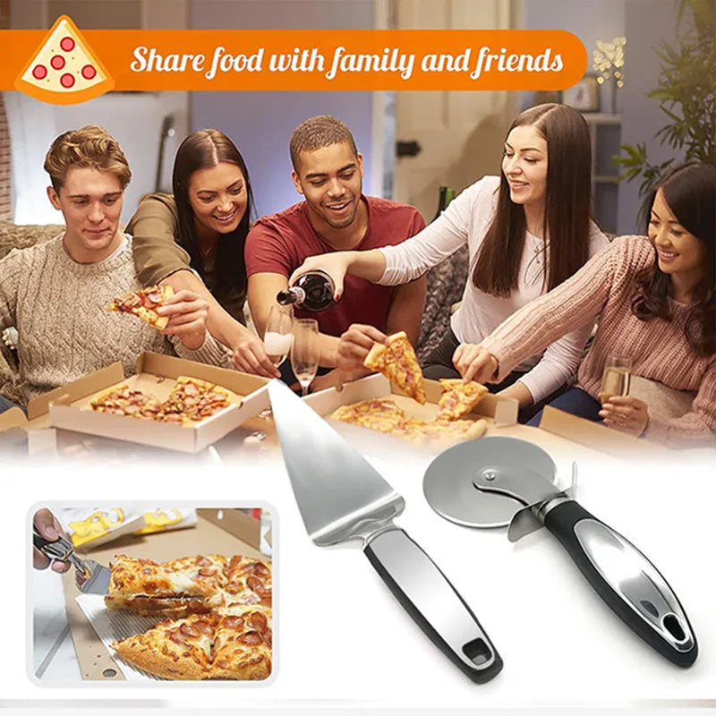 Premium Stainless Steel Kitchen Pizza Cutter Wheel and Server Tools