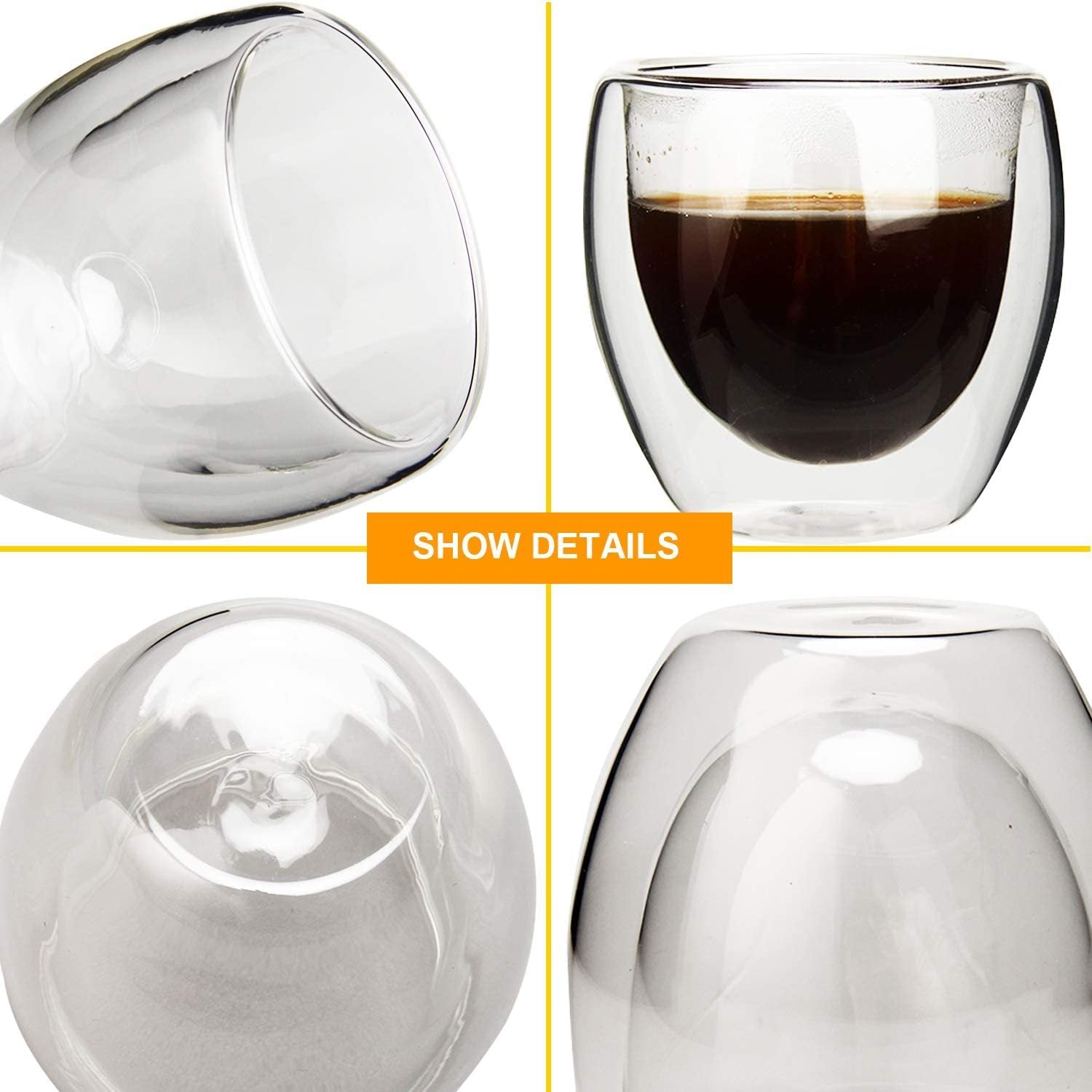 80ML Espresso Double Wall Glass Tea Cup Transparent Coffee Cups 
 High Borosilicate Glasses Mug Insulated Drinkware - littleblackbears