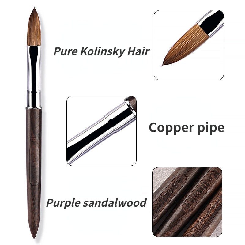 100% Kolinsky Acrylic Nail Brush with Sandalwood Handle