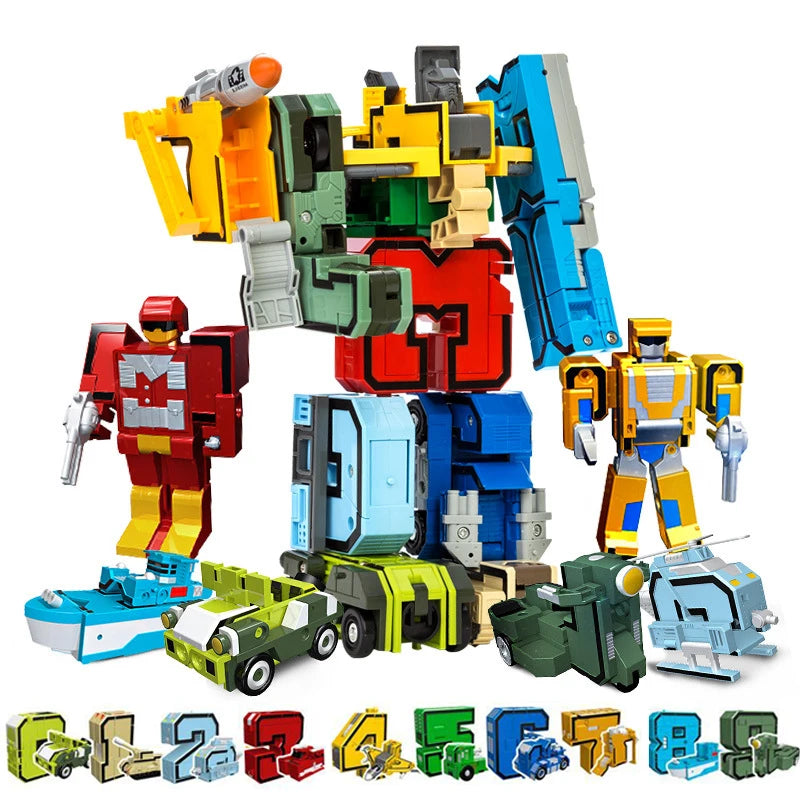 Action Robots Transformation Building Blocks with Numbers and Alphabet Blocks