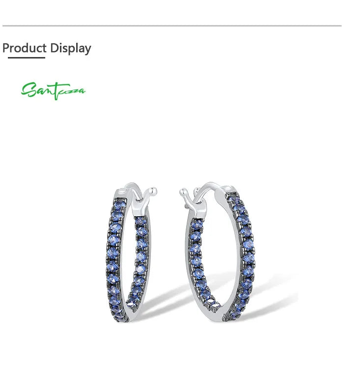 SANTUZZA 925 Sterling Silver Hoop Earrings  in 6 Different Colors to Choose From