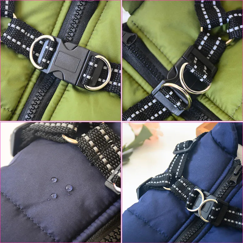 Warm Large Pet Dog Jacket With Harness