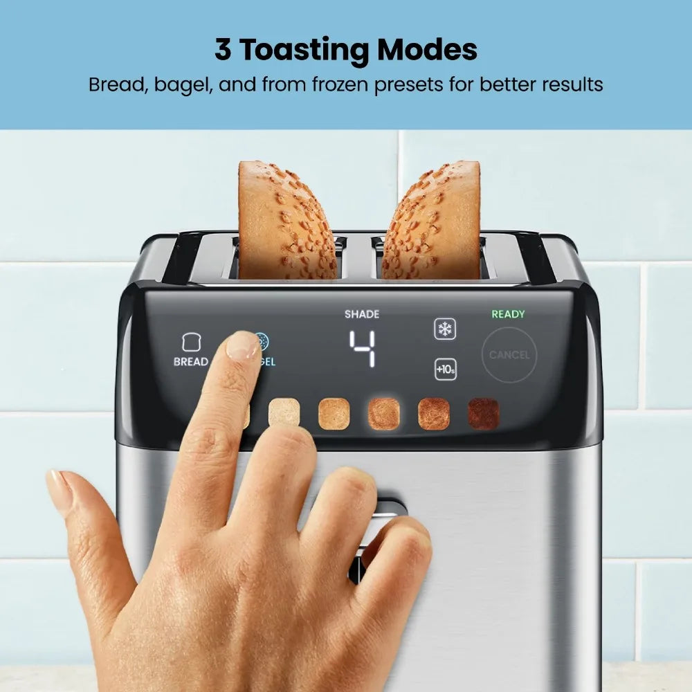 New  Smart Touch 2 Slice Digital Toaster, 6 Shade Settings, Stainless Steel, Removable Crumb Tray