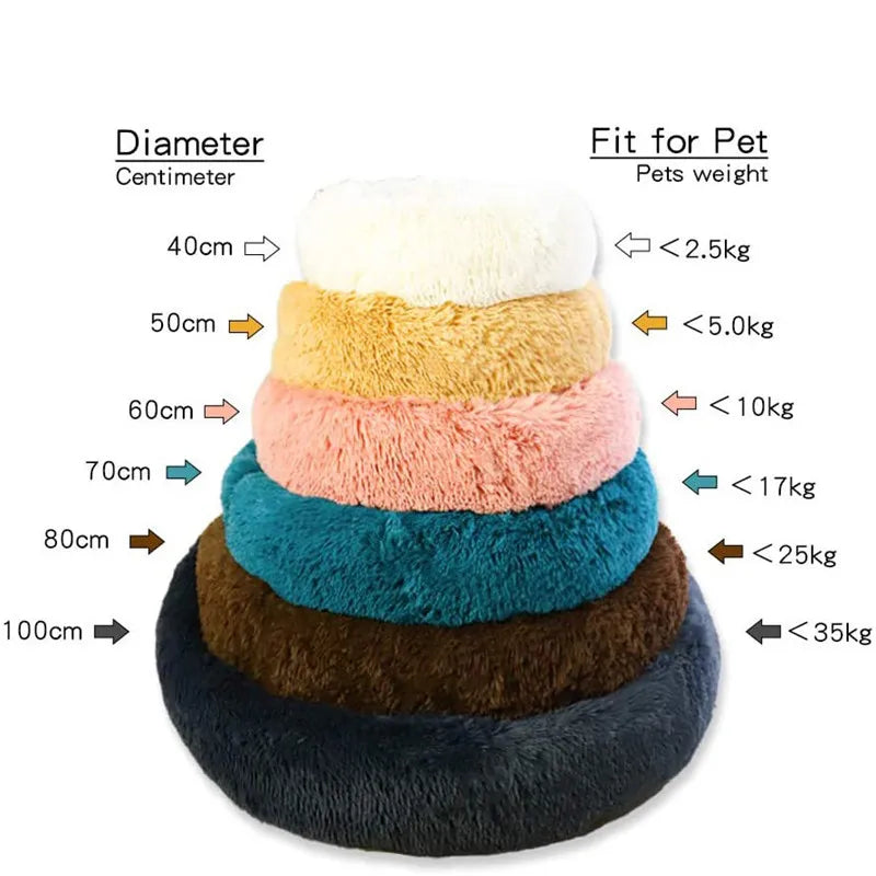 Ultra Soft Washable Comfortable Donut Cuddler Round Pet Bed for Cats or Dogs