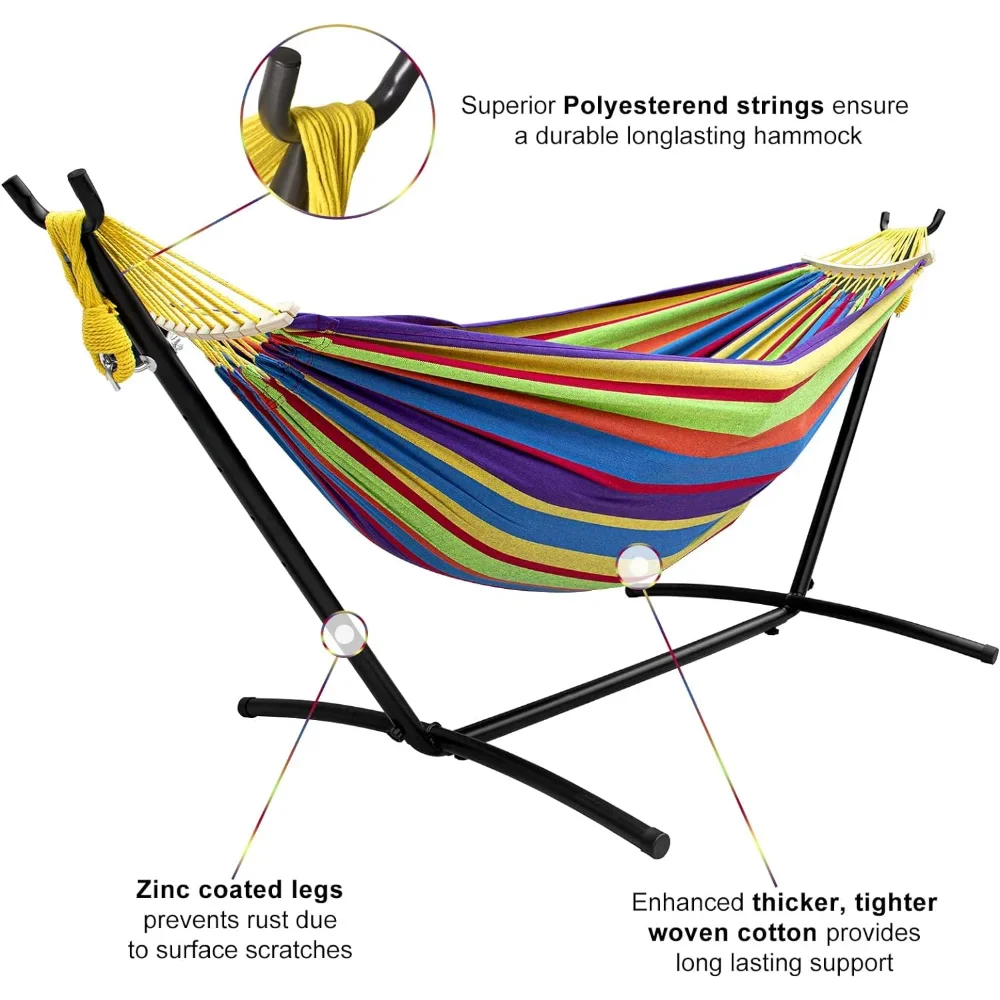 Double Hammock with Stand 450lb Capacity Stand & Premium Carrying Bag