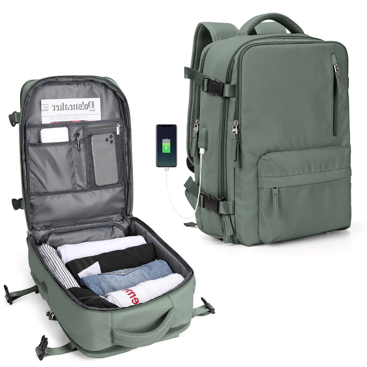 Lightweight Large Capacity Travel Backpack with USB Charging