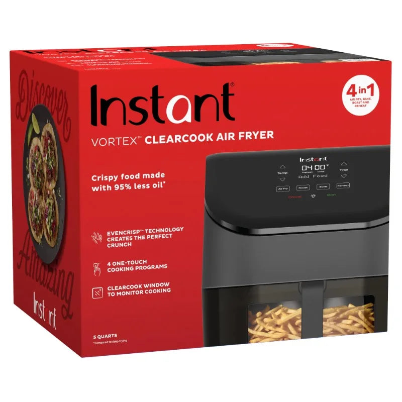 Instant Vortex 5 qt Single Basket 4-in-1 Air Fryer Oven with Clearcook Window