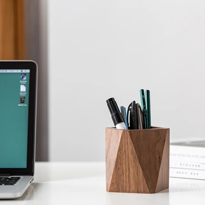 Classic Black Walnut Wooden Pen Storage Holder