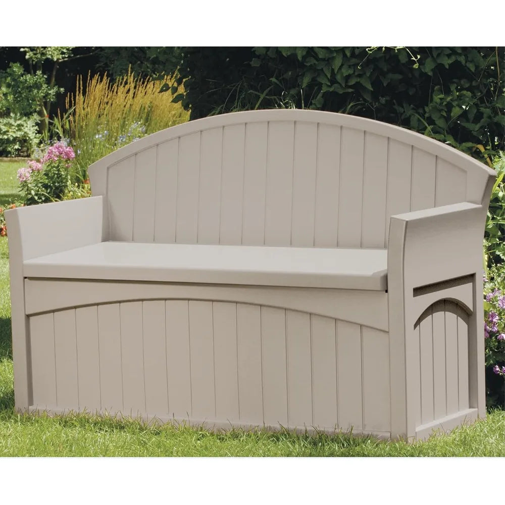 Decorative Resin Outdoor Patio Bench with Storage for Deck & Backyard - Ideal for Storing Toys or Chair Cushions