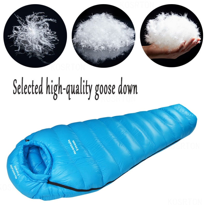 Adult Mummy White Goose Down Warm Sleeping Bag