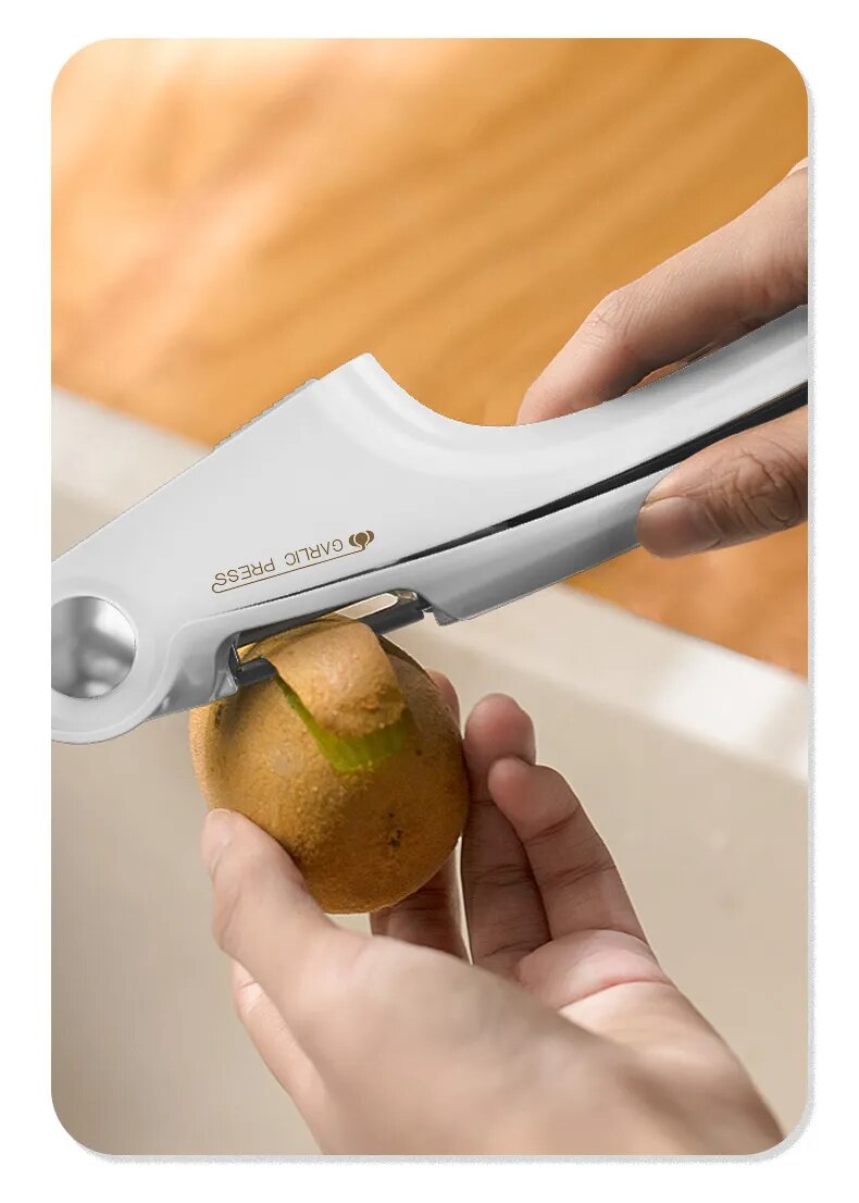 Four-in-One multi-functional manual garlic press