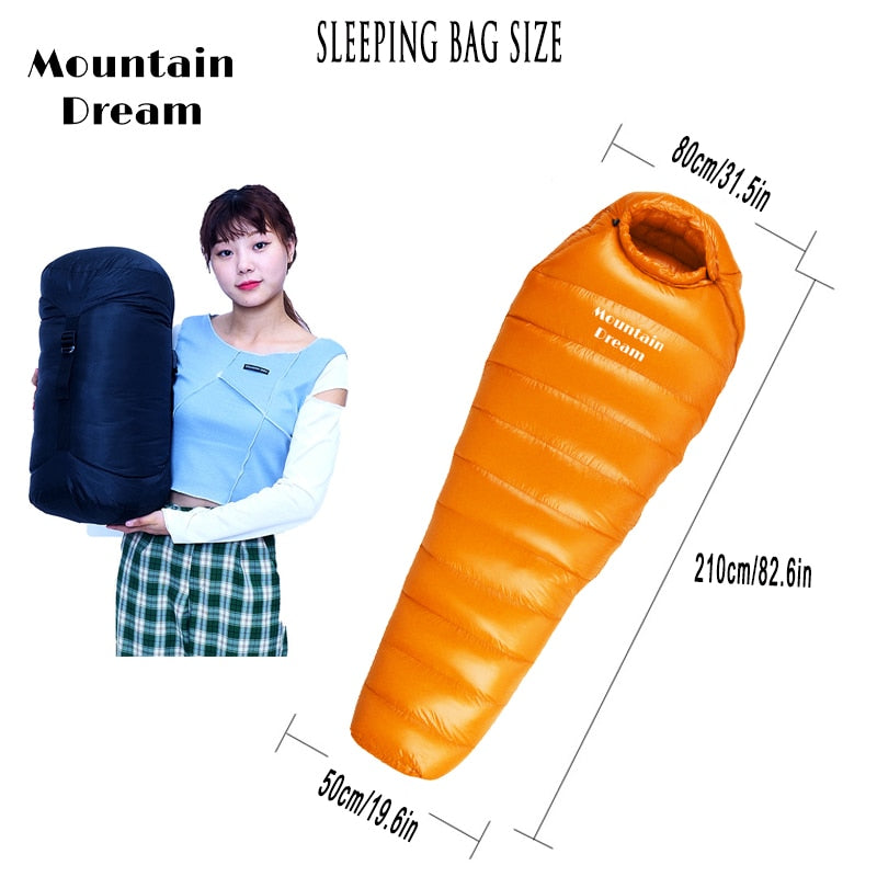 Adult Mummy White Goose Down Warm Sleeping Bag