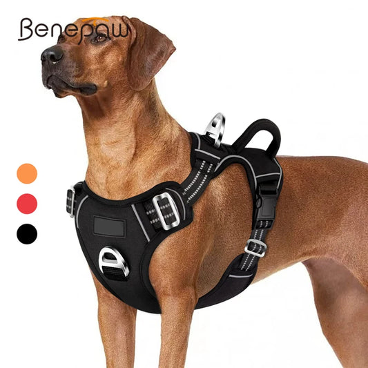 Benepaw Adjustable Soft No Pull No Choke Dog Harness with Easy Control Handle & Reflective Pet Harness