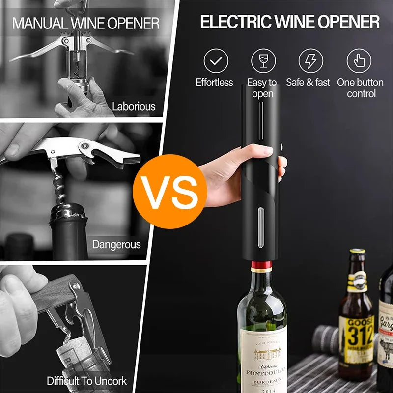 Rechargeable One-Click Electric Wine Bottle Opener with Foil Cutter for Bar Wine Lover