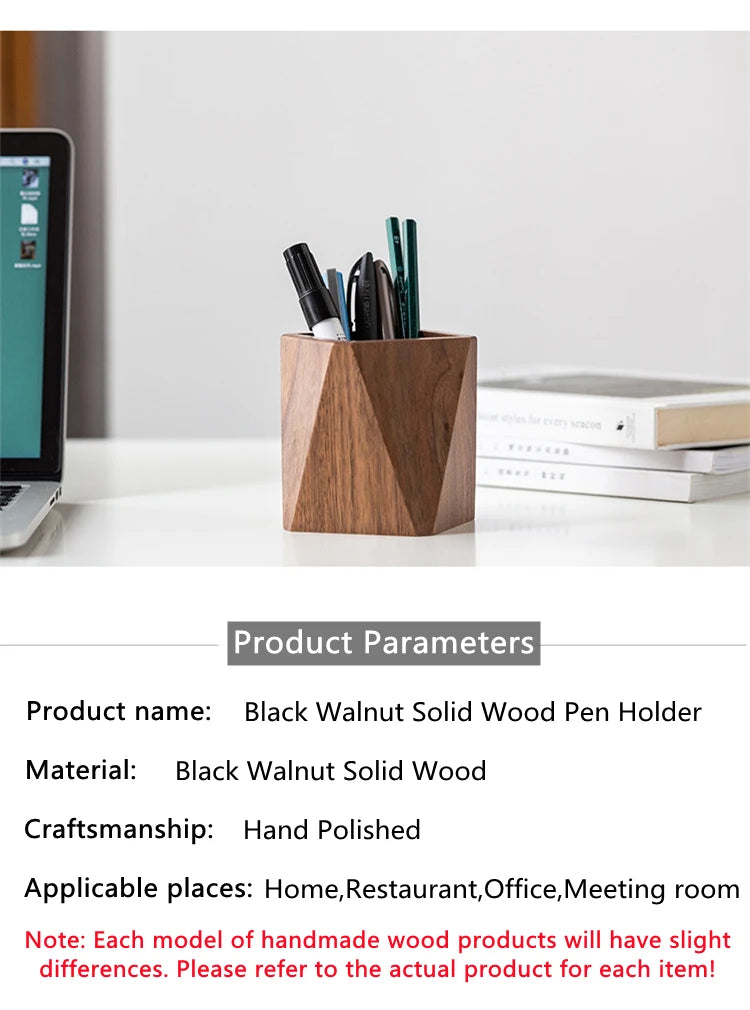 Classic Black Walnut Wooden Pen Storage Holder