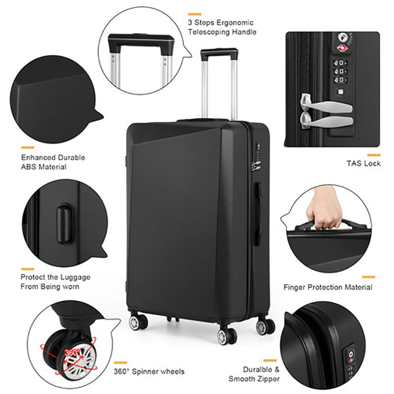 3-piece Set Black TSA Luggage