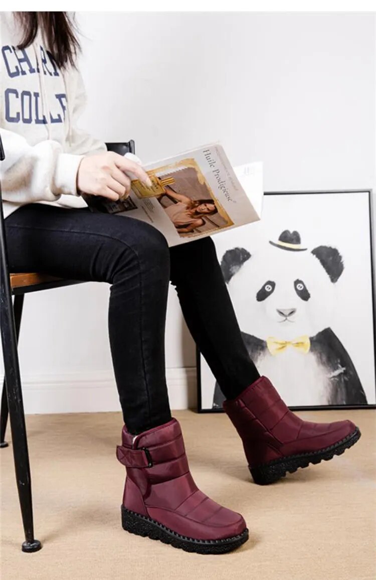 Women's Plush Lined Non Slip Waterproof Winter Snow Boots