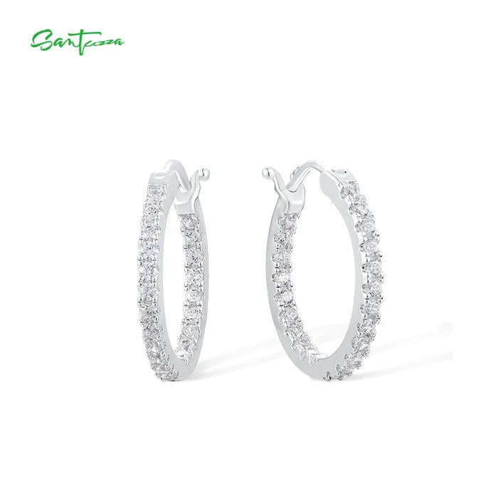 SANTUZZA 925 Sterling Silver Hoop Earrings  in 6 Different Colors to Choose From