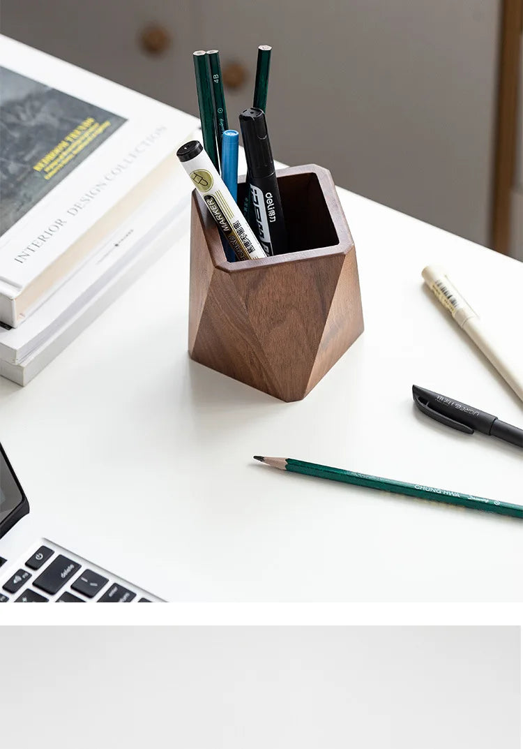 Classic Black Walnut Wooden Pen Storage Holder