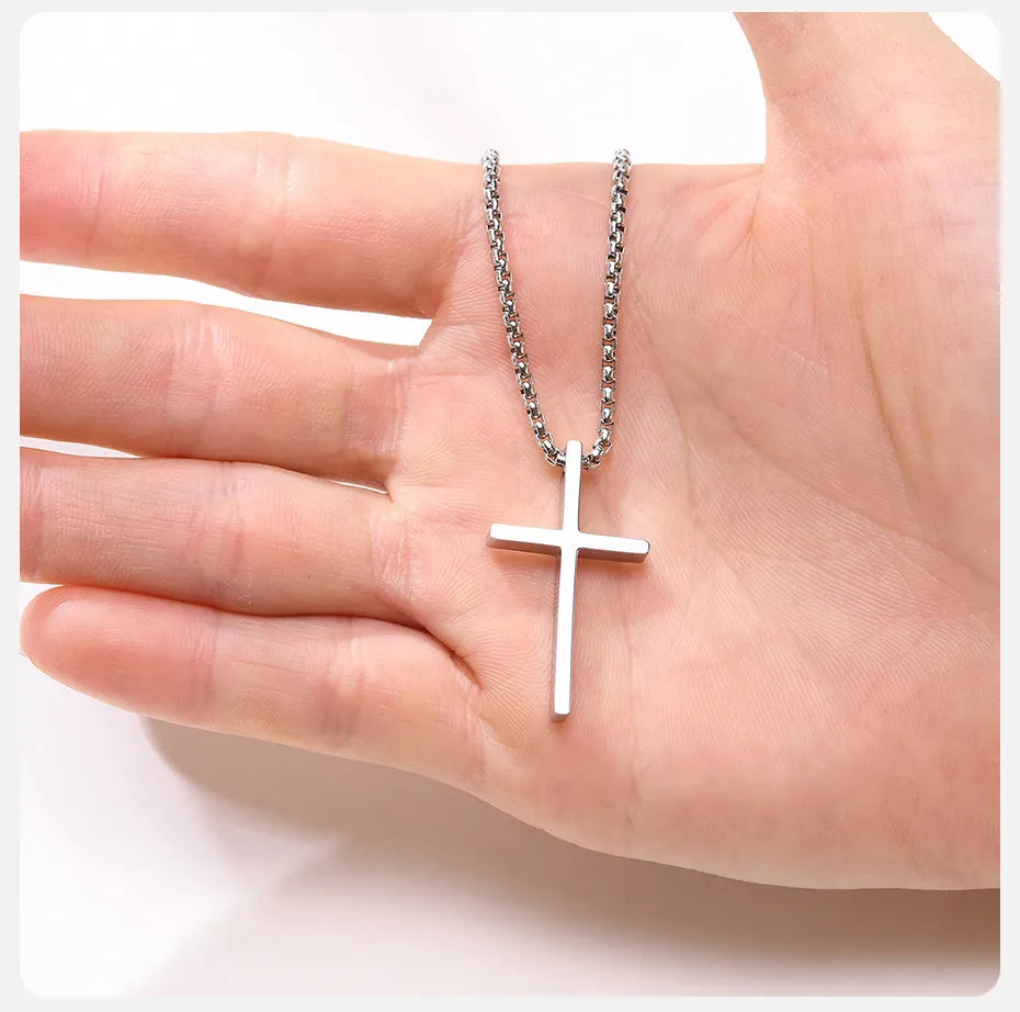 Vnox Men's Stainless Layered Steel Cross Necklace