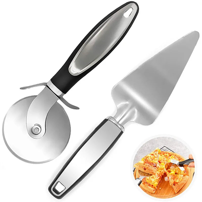 Premium Stainless Steel Kitchen Pizza Cutter Wheel and Server Tools