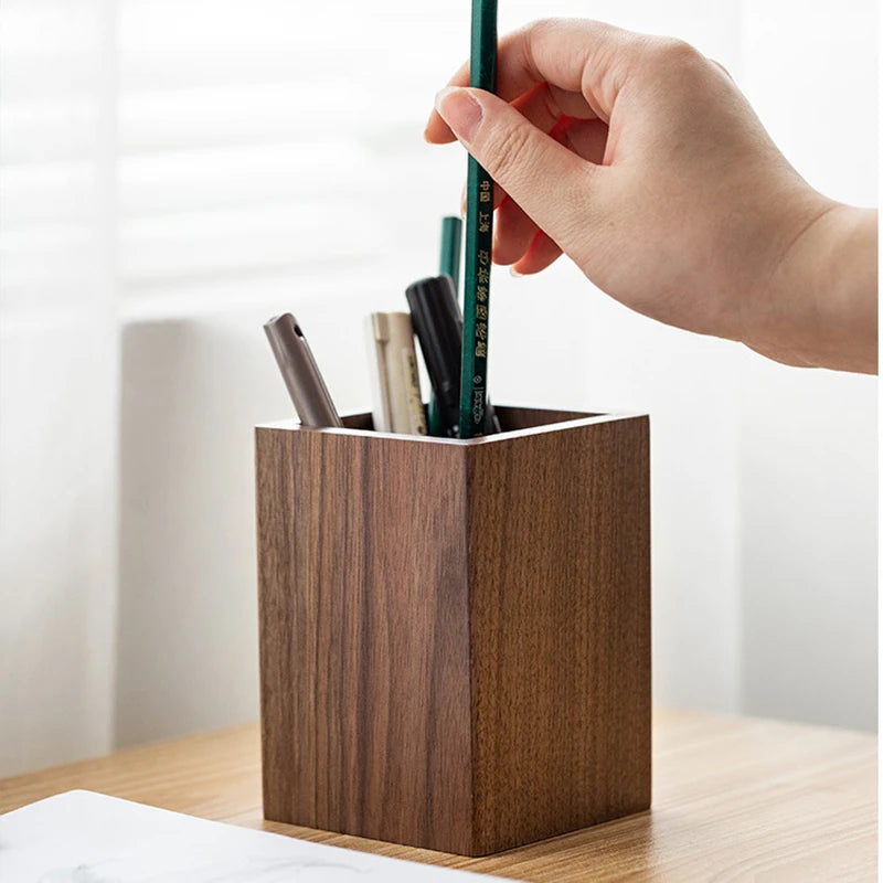 Classic Black Walnut Wooden Pen Storage Holder