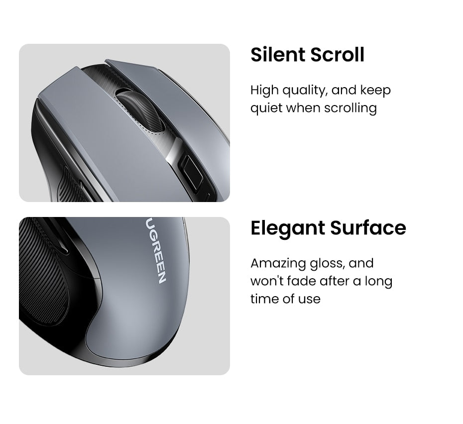 【Top Sale】UGREEN Mouse Wireless Ergonomic Mouse 4000 DPI Silent 6 Buttons For MacBook Tablet Laptop Mute Mice Quiet 2.4G Mouse - littleblackbears