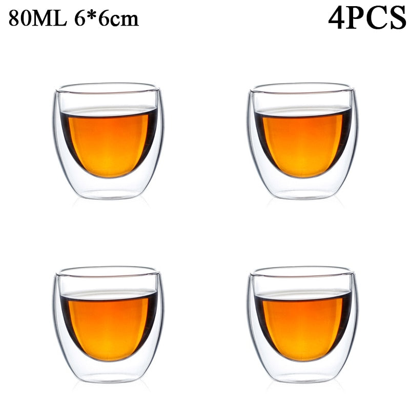 80ML Espresso Double Wall Glass Tea Cup Transparent Coffee Cups 
 High Borosilicate Glasses Mug Insulated Drinkware - littleblackbears