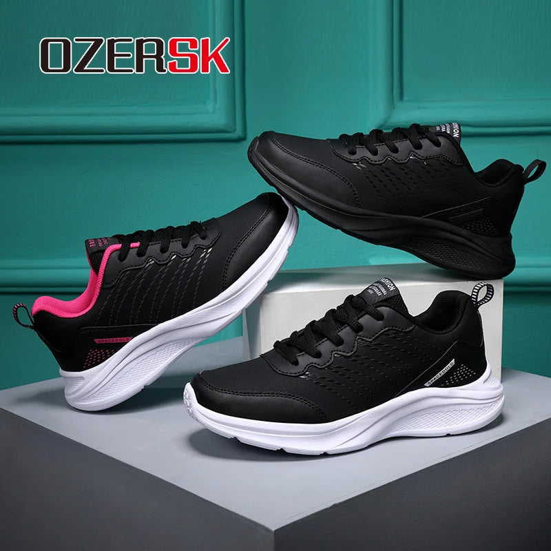 OZERSK  Women's Leather Breathable Sneakers