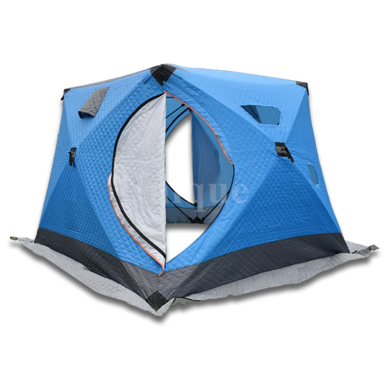 3 Layers Thicken Cotton 4-5 Person Winter Fishing Tent Outdoor Winter Camping Ice Fishing Shelter Tent 2 Door - littleblackbears