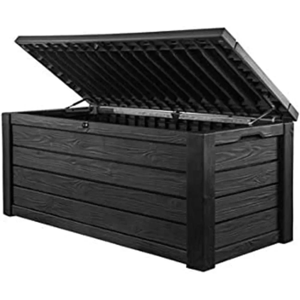 150 Gallon Plastic Backyard Outdoor Storage Deck Box for Patio Decor, Furniture Cushions,Garden Tools,Pool Accessories,Dark Gray