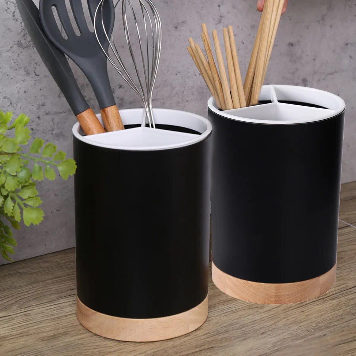 Kitchen 3 Divided Storage Utensil Holder/Drainer