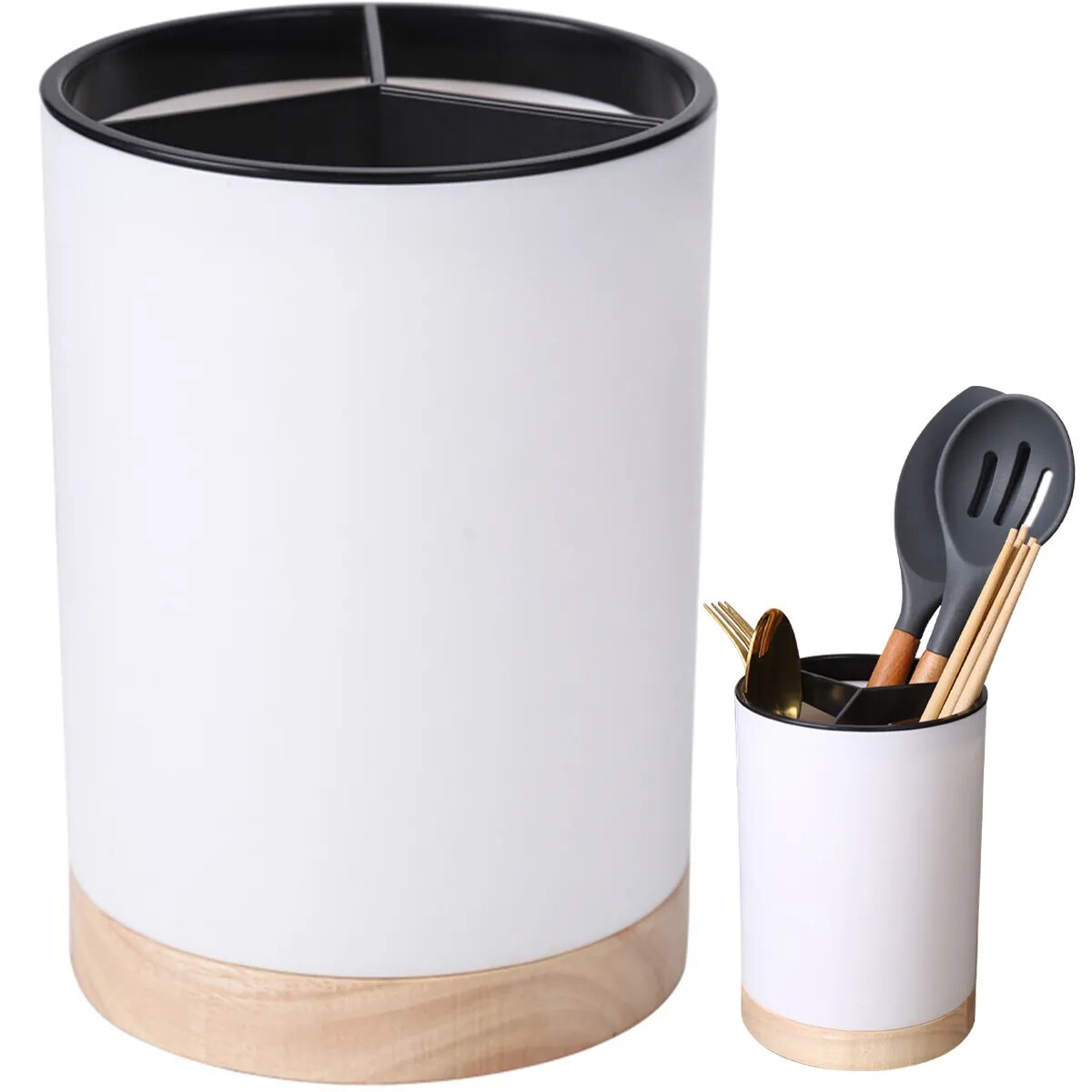 Kitchen 3 Divided Storage Utensil Holder/Drainer