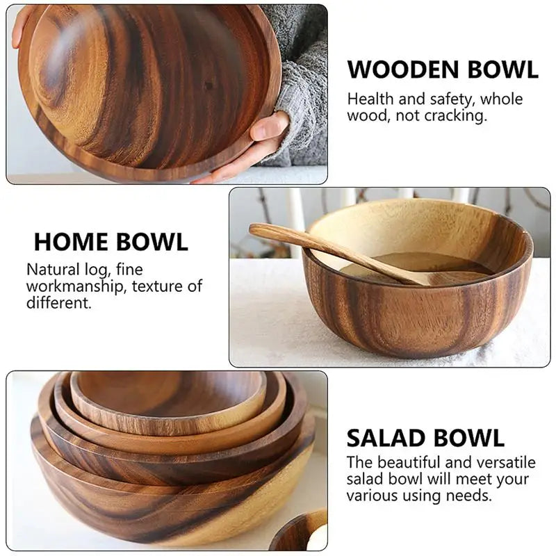 Natural Wooden Fruit or Salad Bowl