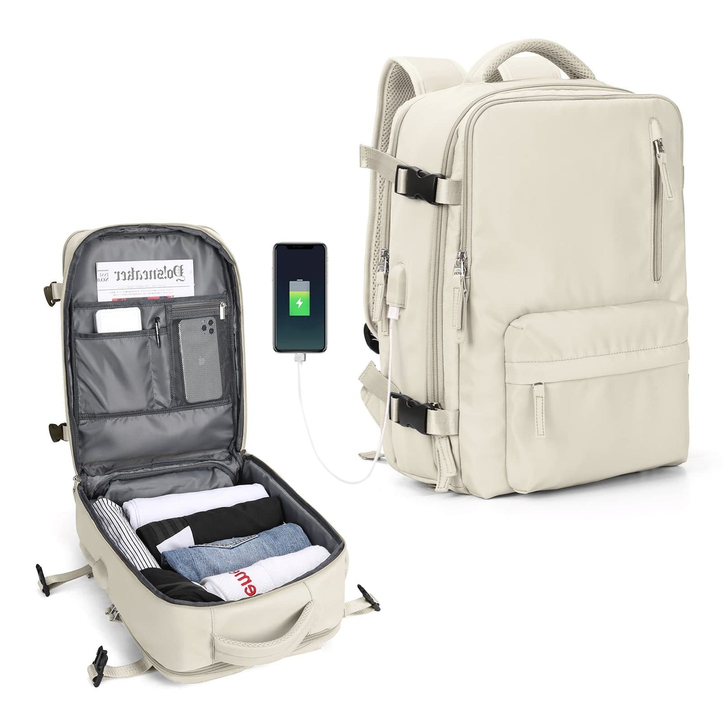 Lightweight Large Capacity Travel Backpack with USB Charging