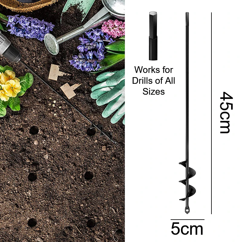 9 Size Garden Auger Ground Digger Drill Bit Tool for Planting, Fencing, or Ice Drilling